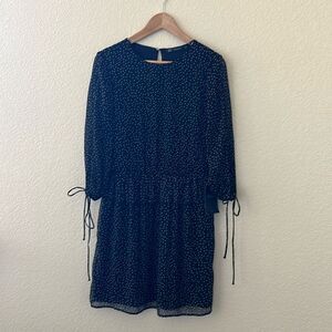 NWT ZARA BLACK STAR DRESS SLIT LONG SLEEVES DRAWSTRING PEPLUM SIZE M